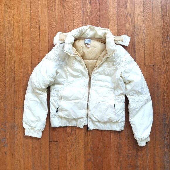 Nike Woman's Hooded Down Jacket, Light Yellow, Size M - Picture 1 of 6